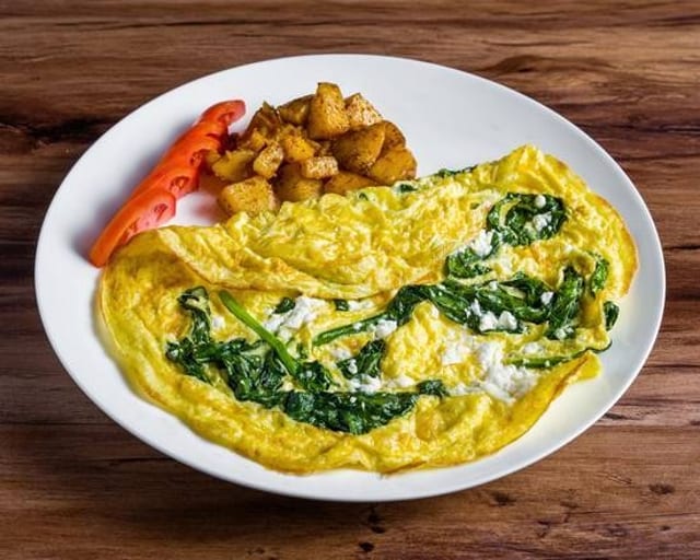 Spinach and Feta Cheese Omelet.